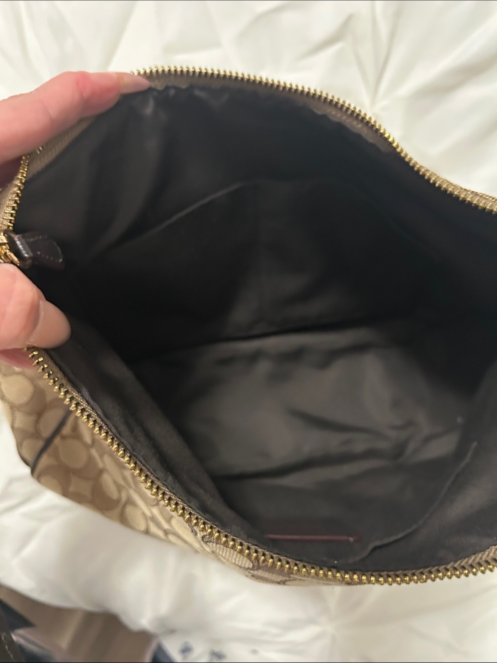 Coach Brown Signature Jacquard Hobo with Dark Brown Leather Trim - Picture 7 of 7